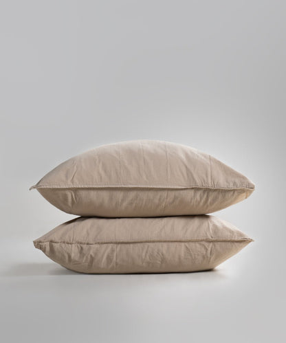 Stonewash 100% Soft Cotton Pillowcase Oxfordtan