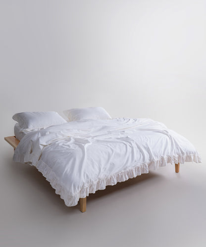 Stonewashed Exclusive 100% Soft Cotton Ruffled Duvet Cover Snow White