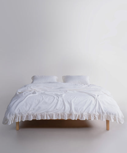 Stonewashed Exclusive 100% Soft Cotton Ruffled Duvet Cover Snow White