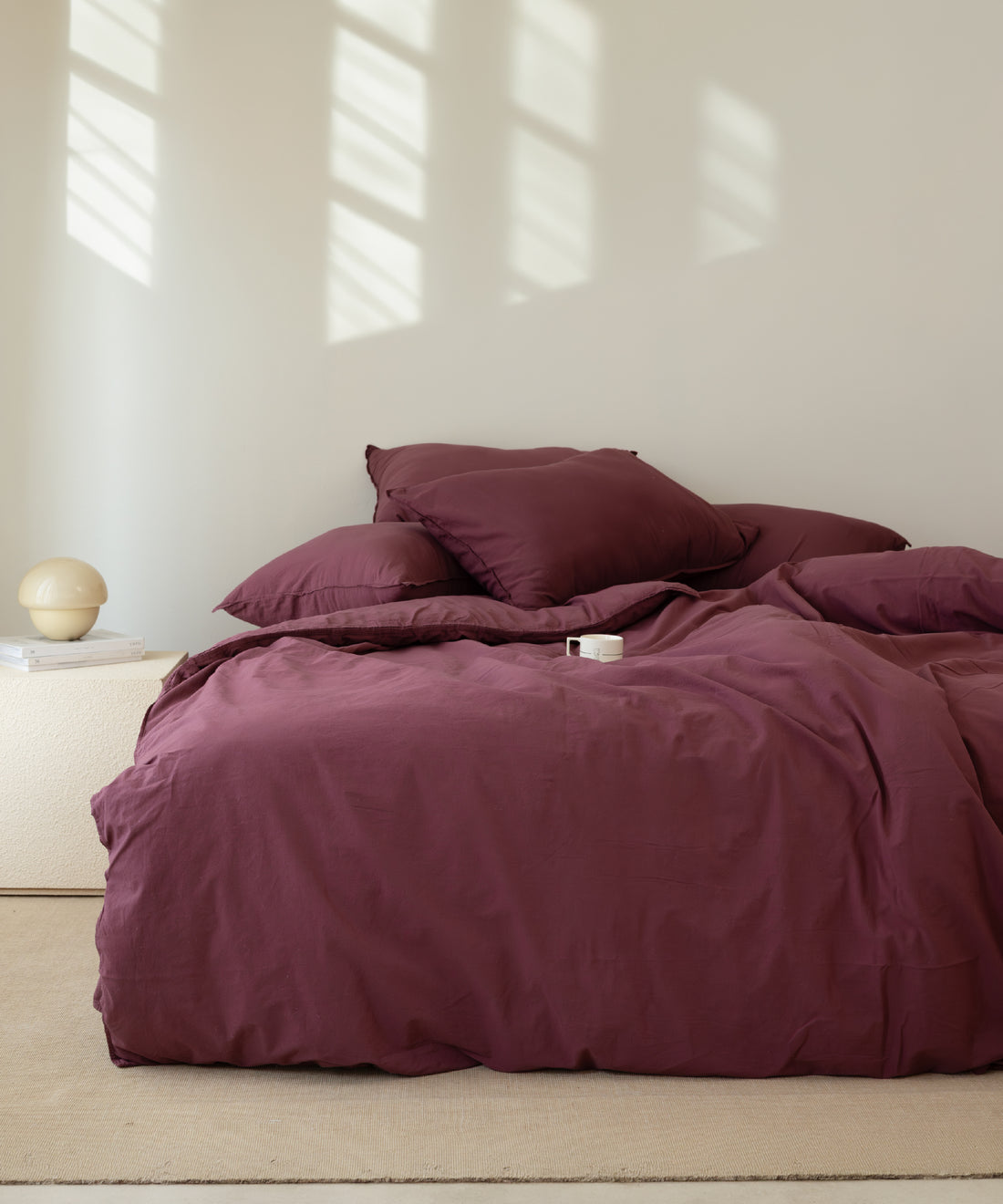 Stonewashed Ephesus 100% Soft Cotton Duvet Cover Set Raspberry