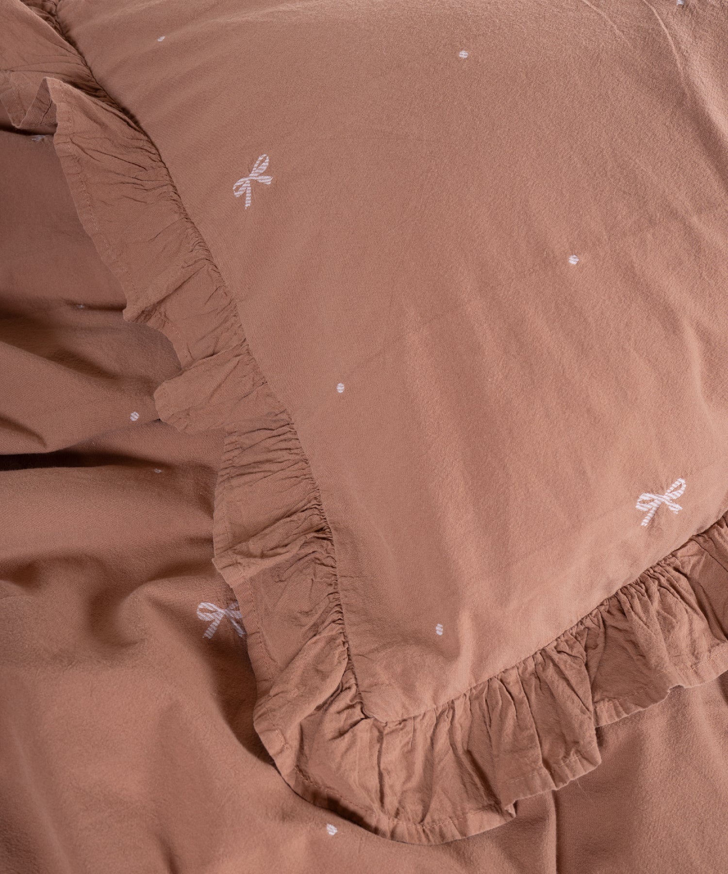 Stonewashed Ribbon Wood Smoke 100% Cotton Duvet Cover Set | Ruffled